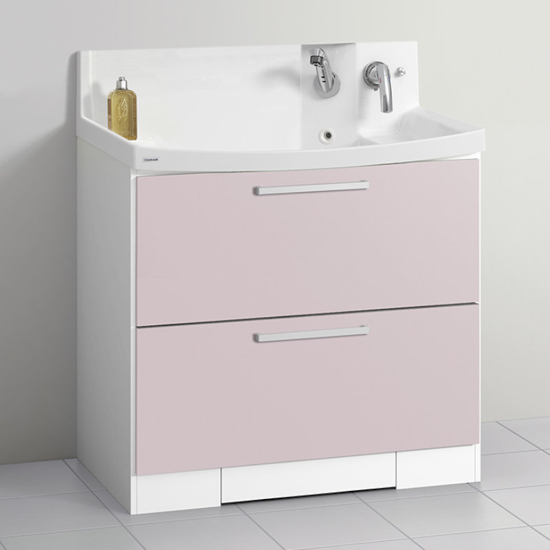 クリナップ　洗面台　ファンシオ　間口９００ｍｍ　高さ８５０ｍｍ　オールスライドタイプ　体重計収納付き　取手シルバー　扉色スムースロゼ　Ｈ９０ＫＷＴＣＷＥＱＵＳＩ