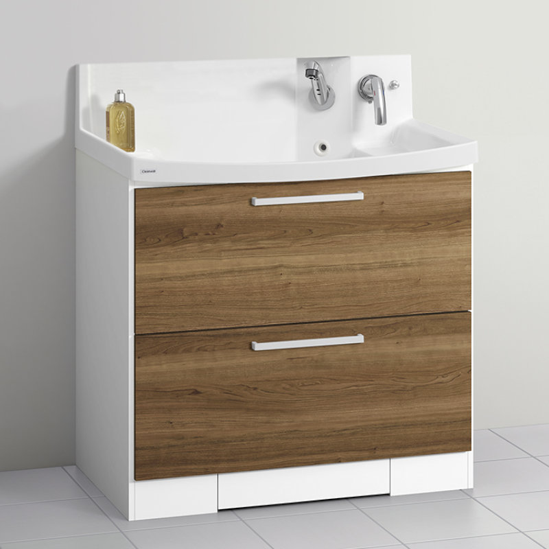 クリナップ　洗面台　ファンシオ　間口９００ｍｍ　高さ８５０ｍｍ　オールスライドタイプ　体重計収納付き　取手シルバー　扉色ブラウンチェリー　Ｈ９０ＫＷＴＣＷＣ３ＢＳＩ