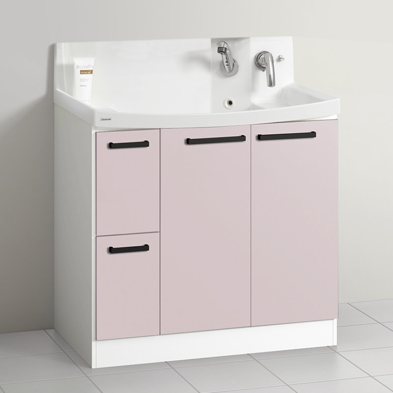 クリナップ　洗面台　ファンシオ　間口９００ｍｍ　高さ８５０ｍｍ　引出しタイプ　取手ブラック　扉色スムースロゼ　Ｈ９０２ＷＴＣＷＥＱＵＢＩ