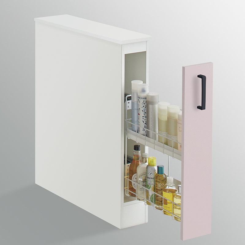 クリナップ　洗面台　ファンシオ　サイドキャビネット　間口１５０ｍｍ　高さ８２５ｍｍ　片面引出しタイプ　左用　取手ブラック　扉色スムースロゼ　ＮＦＳＣ１５ＨＫＮＥＱＵＢＬ