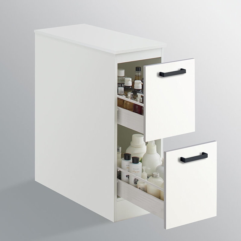 クリナップ　洗面台　ファンシオ　サイドキャビネット　間口２５０ｍｍ　高さ８２５ｍｍ　引出しタイプ　取手ブラック　扉色モノホワイト　ＮＦＳＣ２５ＨＢＨＪＴＳＢ