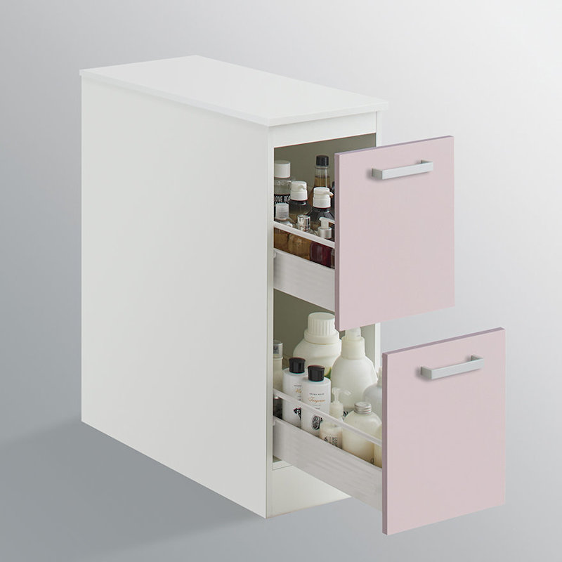 クリナップ　洗面台　ファンシオ　サイドキャビネット　間口２５０ｍｍ　高さ８２５ｍｍ　引出しタイプ　取手シルバー　扉色スムースロゼ　ＮＦＳＣ２５ＨＢＨＥＱＵＳ