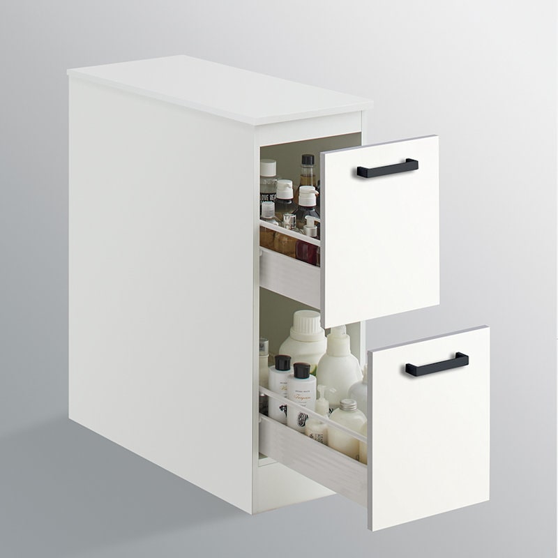 クリナップ　洗面台　ファンシオ　サイドキャビネット　間口２５０ｍｍ　高さ７７５ｍｍ　引出しタイプ　取手ブラック　扉色モノホワイト　ＮＦＳＣ２５ＬＢＨＪＴＳＢ