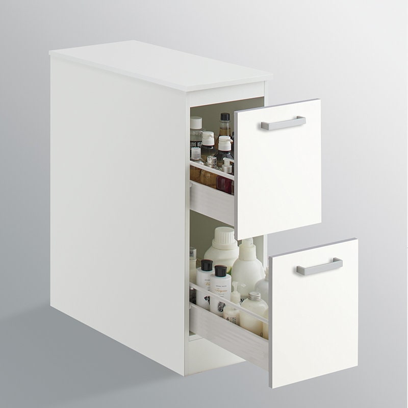 クリナップ　洗面台　ファンシオ　サイドキャビネット　間口２５０ｍｍ　高さ７７５ｍｍ　引出しタイプ　取手シルバー　扉色モノホワイト　ＮＦＳＣ２５ＬＢＨＪＴＳＳ