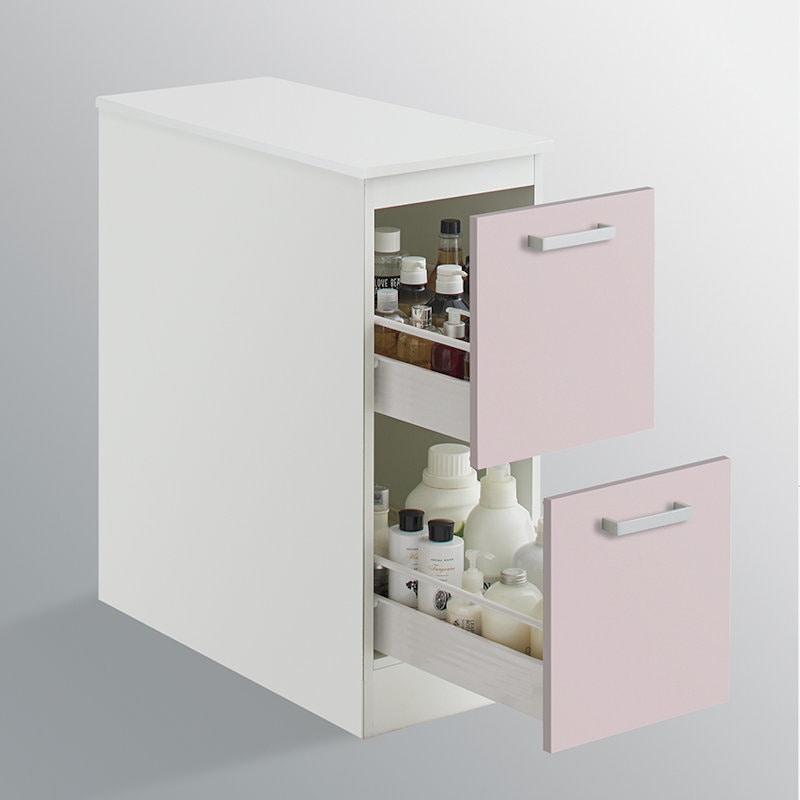 クリナップ　洗面台　ファンシオ　サイドキャビネット　間口３００ｍｍ　高さ８２５ｍｍ　引出しタイプ　取手シルバー　扉色スムースロゼ　ＮＦＳＣ３０ＨＢＨＥＱＵＳ