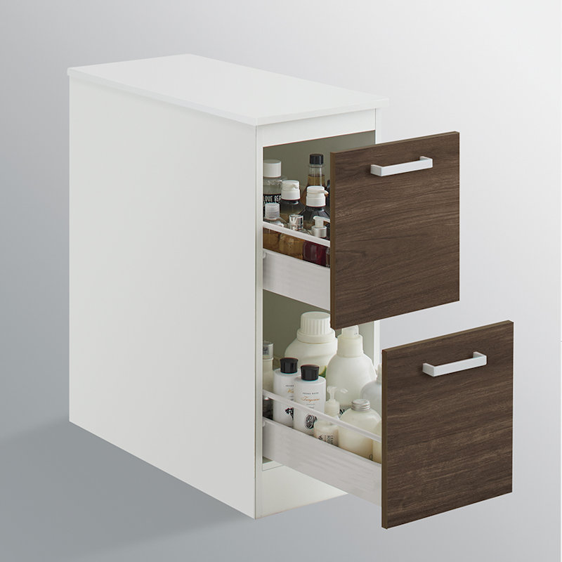 クリナップ　洗面台　ファンシオ　サイドキャビネット　間口３００ｍｍ　高さ７７５ｍｍ　引出しタイプ　取手シルバー　扉色バーントウォールナット　ＮＦＳＣ３０ＬＢＨＣ３ＬＳ