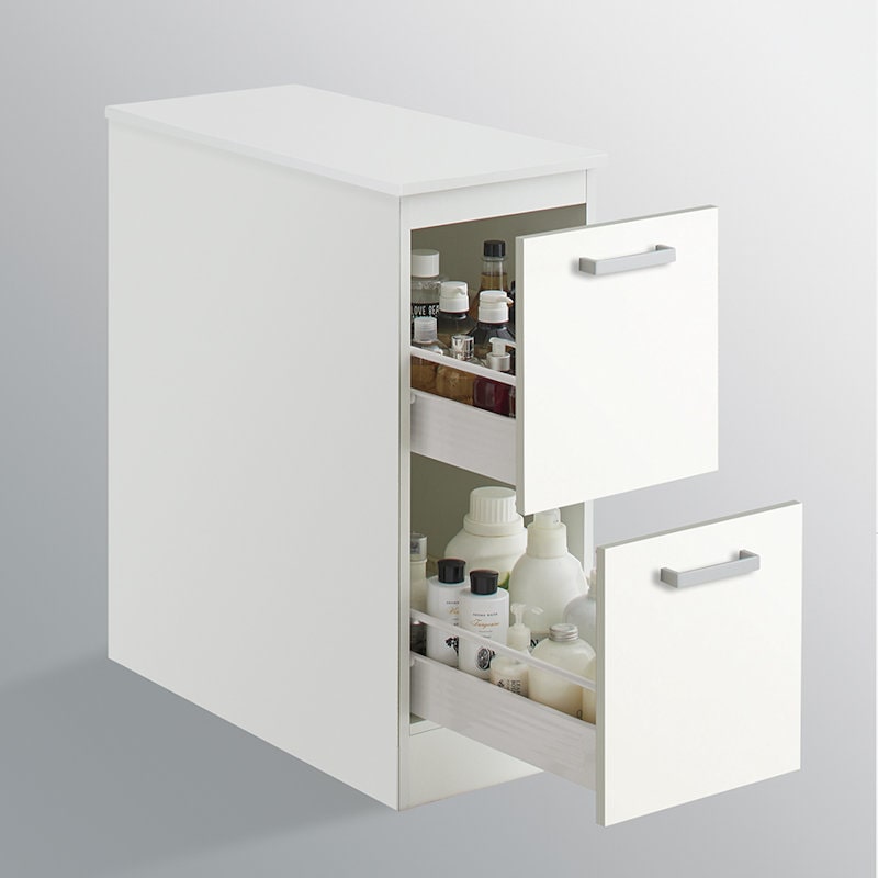 クリナップ　洗面台　ファンシオ　サイドキャビネット　間口３００ｍｍ　高さ７７５ｍｍ　引出しタイプ　取手シルバー　扉色モノホワイト　ＮＦＳＣ３０ＬＢＨＪＴＳＳ