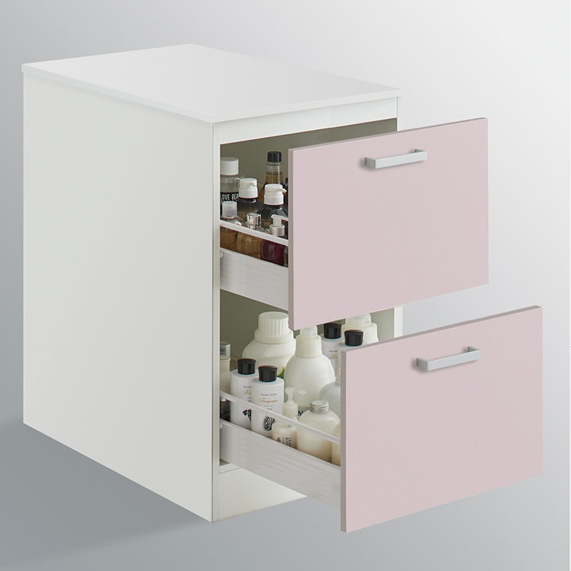 クリナップ　洗面台　ファンシオ　サイドキャビネット　間口４５０ｍｍ　高さ８２５ｍｍ　引出しタイプ　取手シルバー　扉色スムースロゼ　ＮＦＳＣ４５ＨＢＨＥＱＵＳ