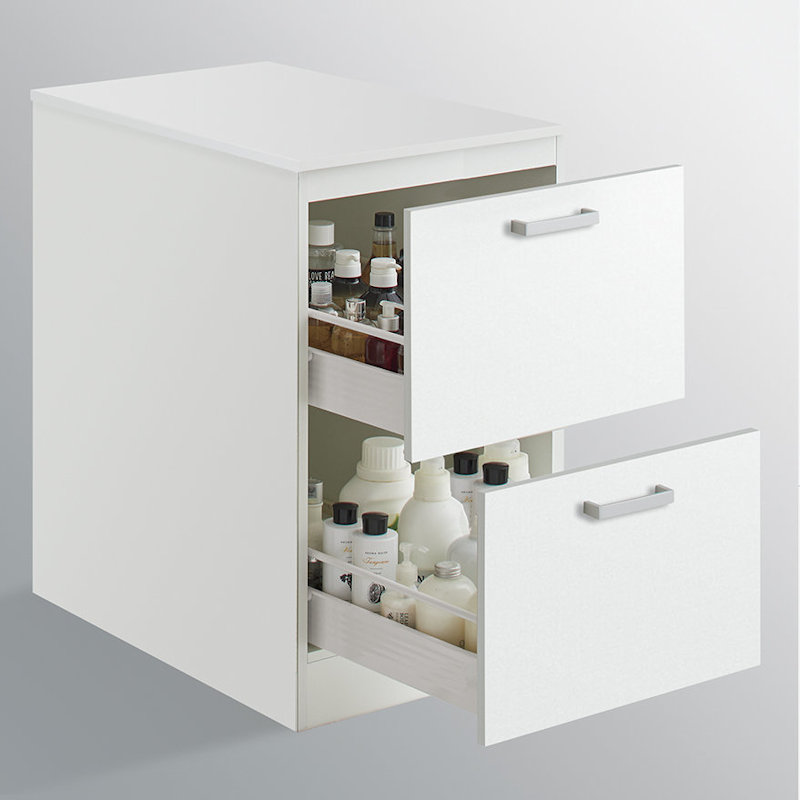 クリナップ　洗面台　ファンシオ　サイドキャビネット　間口４５０ｍｍ　高さ７７５ｍｍ　引出しタイプ　取手シルバー　扉色スムースホワイト　ＮＦＳＣ４５ＬＢＨＥＱＴＳ