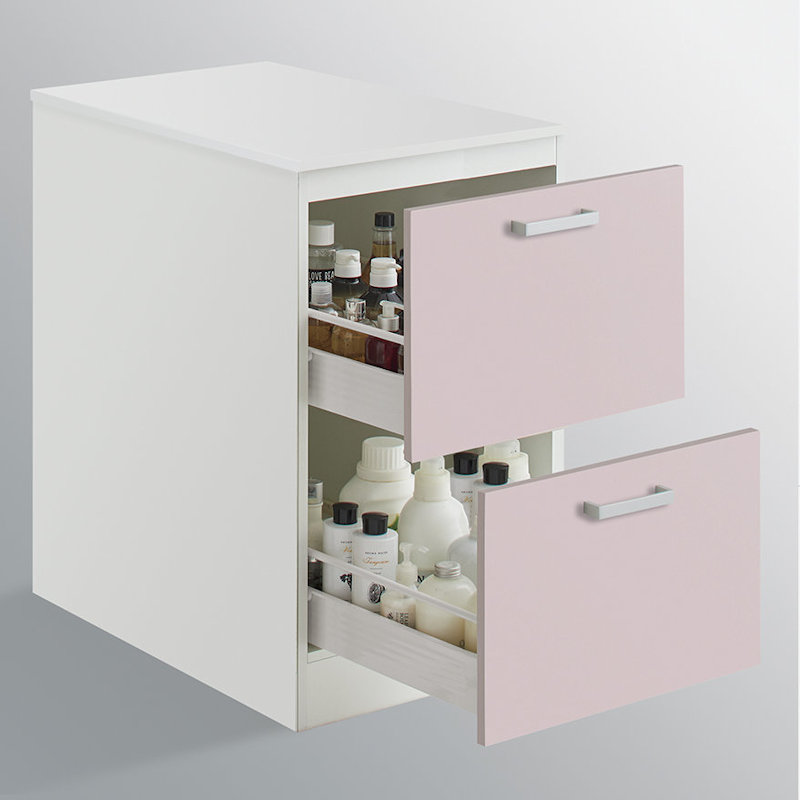 クリナップ　洗面台　ファンシオ　サイドキャビネット　間口４５０ｍｍ　高さ７７５ｍｍ　引出しタイプ　取手シルバー　扉色スムースロゼ　ＮＦＳＣ４５ＬＢＨＥＱＵＳ