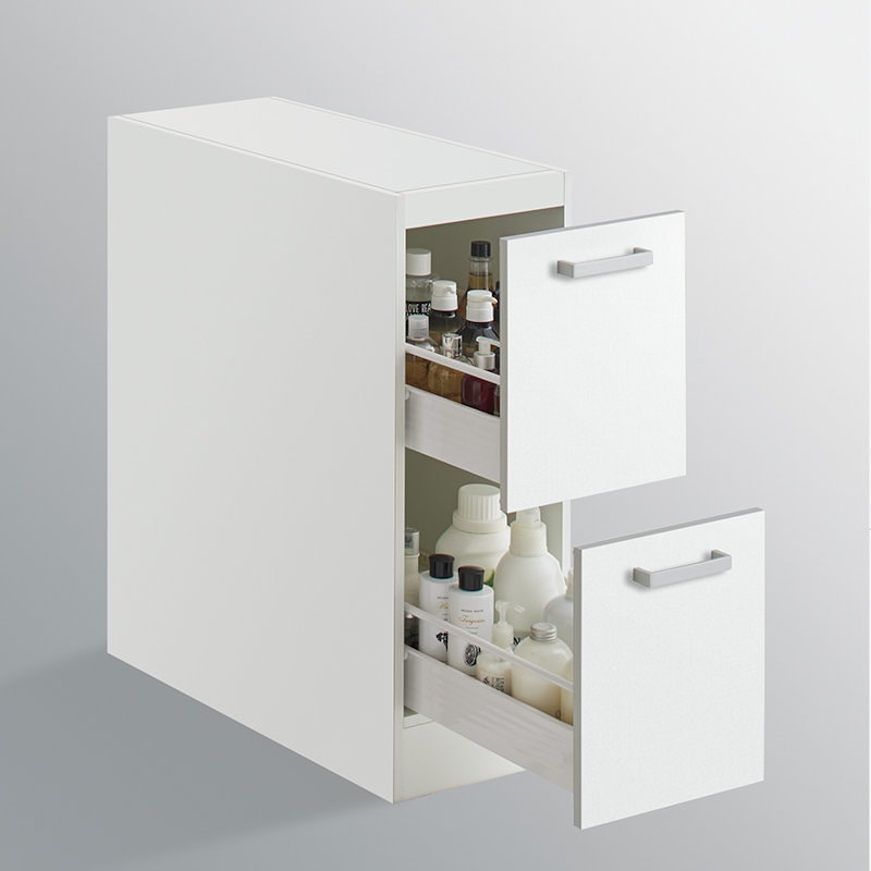 クリナップ　洗面台　ファンシオ　トールキャビネット下台　間口２５０ｍｍ　高さ７７５ｍｍ　引出しタイプ　取手シルバー　扉色スムースホワイト　ＮＦＴＣ２５ＬＢＨＥＱＴＳ