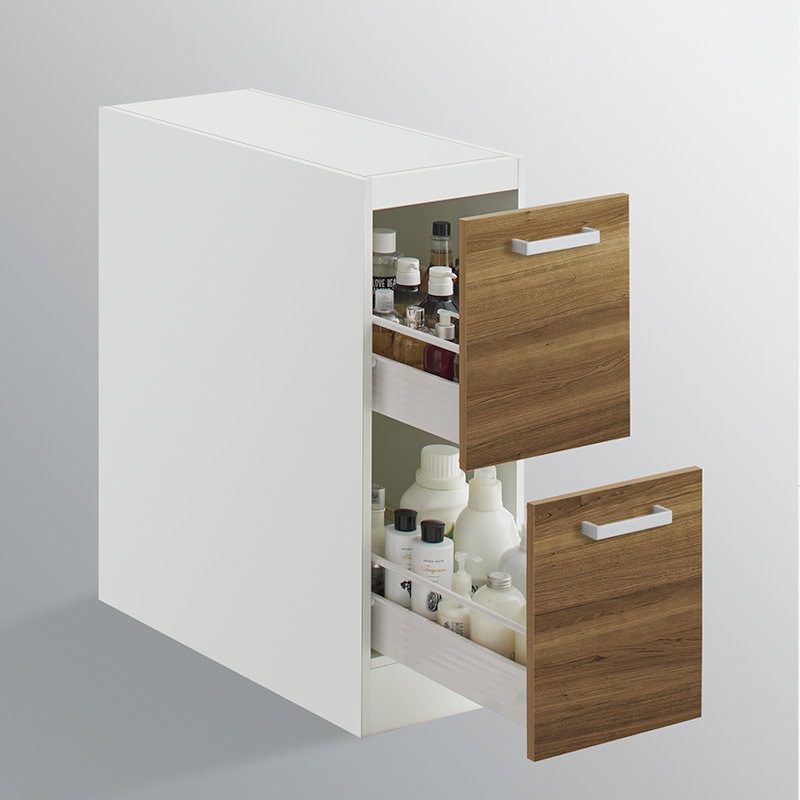 クリナップ　洗面台　ファンシオ　トールキャビネット下台　間口２５０ｍｍ　高さ７７５ｍｍ　引出しタイプ　取手シルバー　扉色ブラウンチェリー　ＮＦＴＣ２５ＬＢＨＣ３ＢＳ