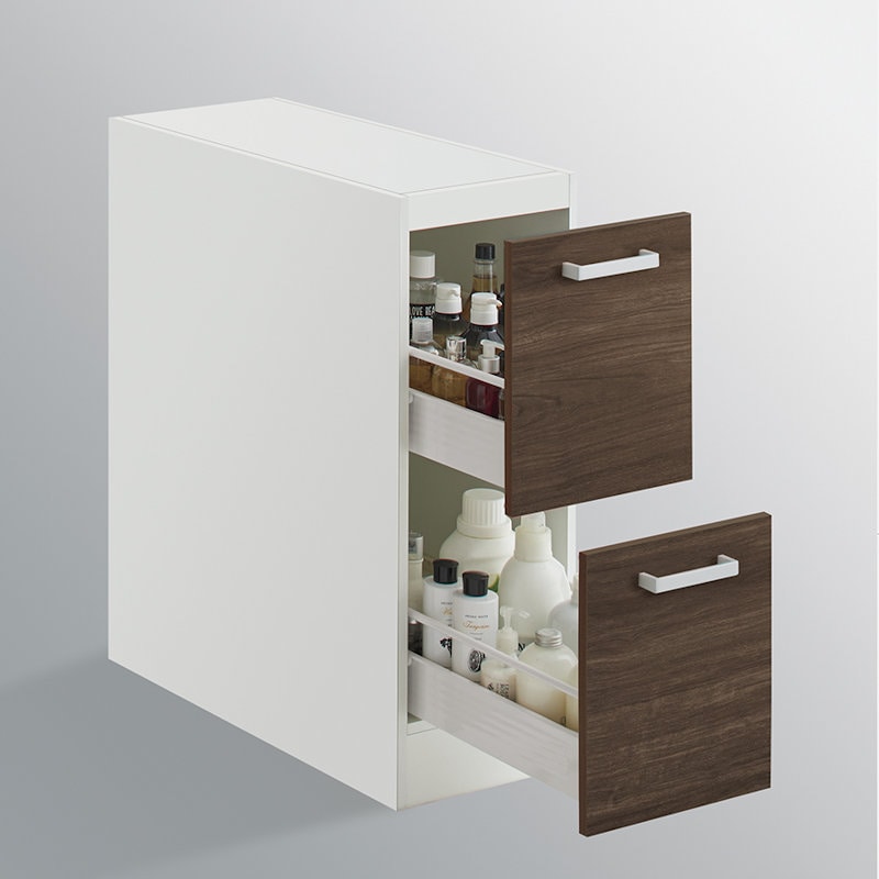 クリナップ　洗面台　ファンシオ　トールキャビネット下台　間口２５０ｍｍ　高さ７７５ｍｍ　引出しタイプ　取手シルバー　扉色バーントウォールナット　ＮＦＴＣ２５ＬＢＨＣ３ＬＳ