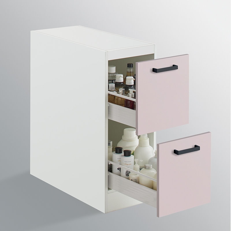 クリナップ　洗面台　ファンシオ　トールキャビネット下台　間口３００ｍｍ　高さ８２５ｍｍ　引出しタイプ　取手ブラック　扉色スムースロゼ　ＮＦＴＣ３０ＨＢＨＥＱＵＢ