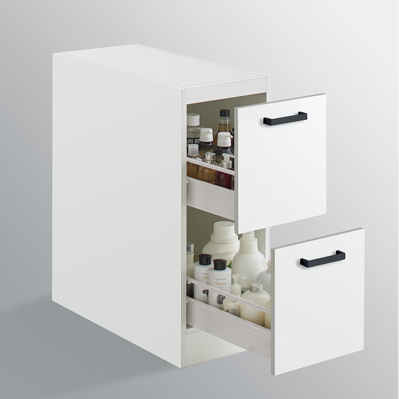 クリナップ　洗面台　ファンシオ　トールキャビネット下台　間口３００ｍｍ　高さ７７５ｍｍ　引出しタイプ　取手ブラック　扉色スムースホワイト　ＮＦＴＣ３０ＬＢＨＥＱＴＢ