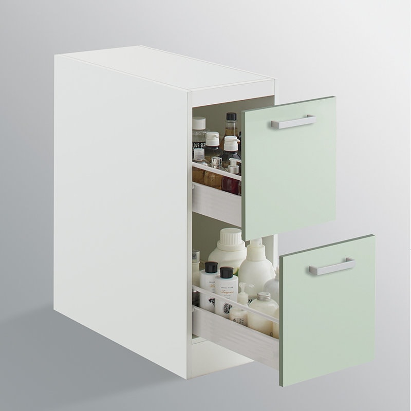 クリナップ　洗面台　ファンシオ　トールキャビネット下台　間口３００ｍｍ　高さ７７５ｍｍ　引出しタイプ　取手シルバー　扉色スムースミントグリーン　ＮＦＴＣ３０ＬＢＨＥＱＳＳ