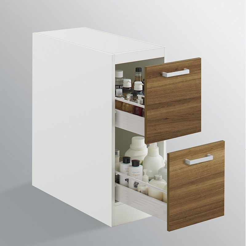 クリナップ　洗面台　ファンシオ　トールキャビネット下台　間口３００ｍｍ　高さ７７５ｍｍ　引出しタイプ　取手シルバー　扉色ブラウンチェリー　ＮＦＴＣ３０ＬＢＨＣ３ＢＳ