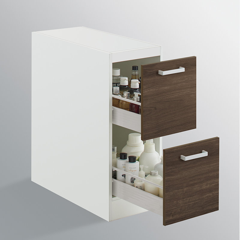 クリナップ　洗面台　ファンシオ　トールキャビネット下台　間口３００ｍｍ　高さ７７５ｍｍ　引出しタイプ　取手シルバー　扉色バーントウォールナット　ＮＦＴＣ３０ＬＢＨＣ３ＬＳ