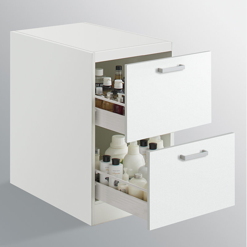 クリナップ　洗面台　ファンシオ　トールキャビネット下台　間口４５０ｍｍ　高さ７７５ｍｍ　引出しタイプ　取手シルバー　扉色スムースホワイト　ＮＦＴＣ４５ＬＢＨＥＱＴＳ