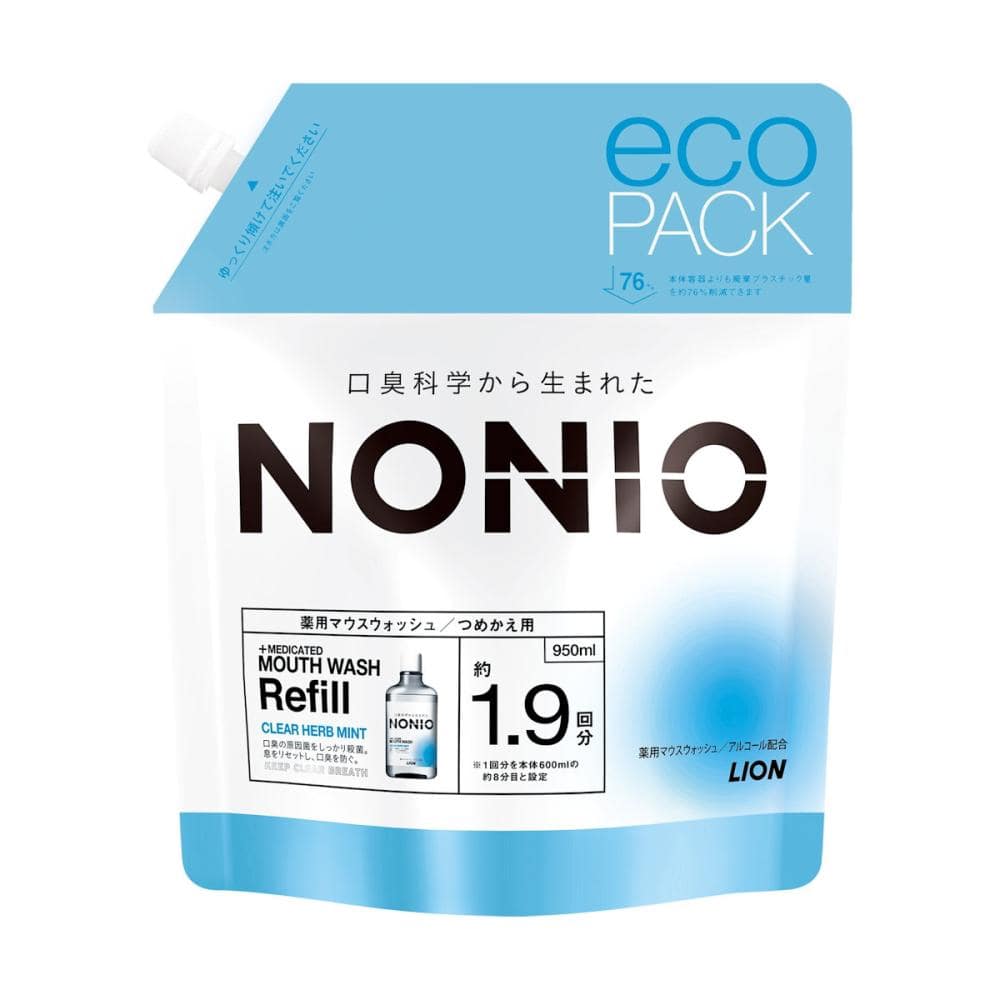 ライオン　ＮＯＮＩＯ　マウスウォッシュ　クリアハーブミント　詰め替え用　９５０ｍＬ