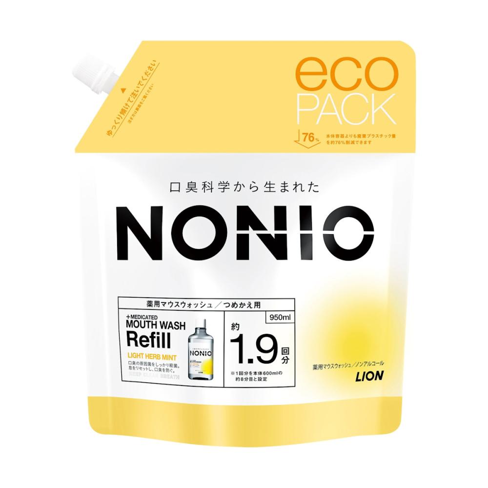 ライオン　ＮＯＮＩＯ　マウスウォッシュ　ノンアルコールライトハーブミント　詰め替え用　９５０ｍＬ