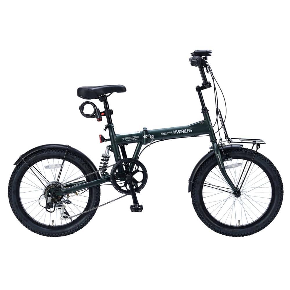 マイパラス　折りたたみセミファットバイク　２０インチ　外装６段変速　リアサス　グリーン　ＭＦ２０８　ＳＡ