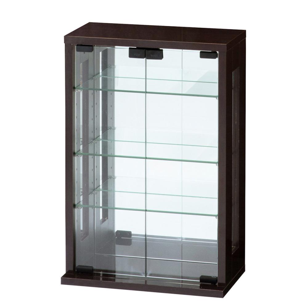 クロシオ　卓上コレクションケース縦型　ダークブラウン　幅４０×高さ６０×奥行２０ｃｍ　２７０６１