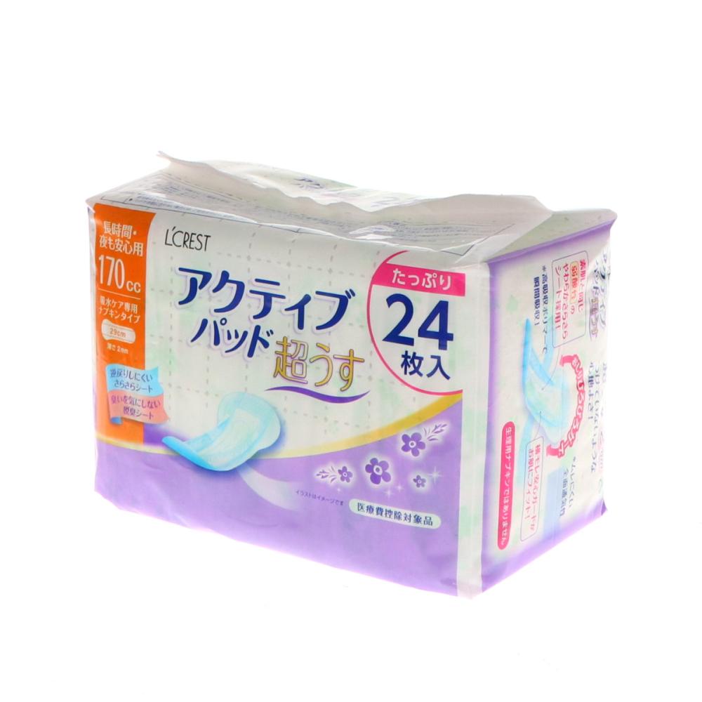 Ｌ’ＣＲＥＳＴ（ルクレスト）　超うすアクティブパッド　長時間夜用　２９cm　１７０ｃｃ　２４枚