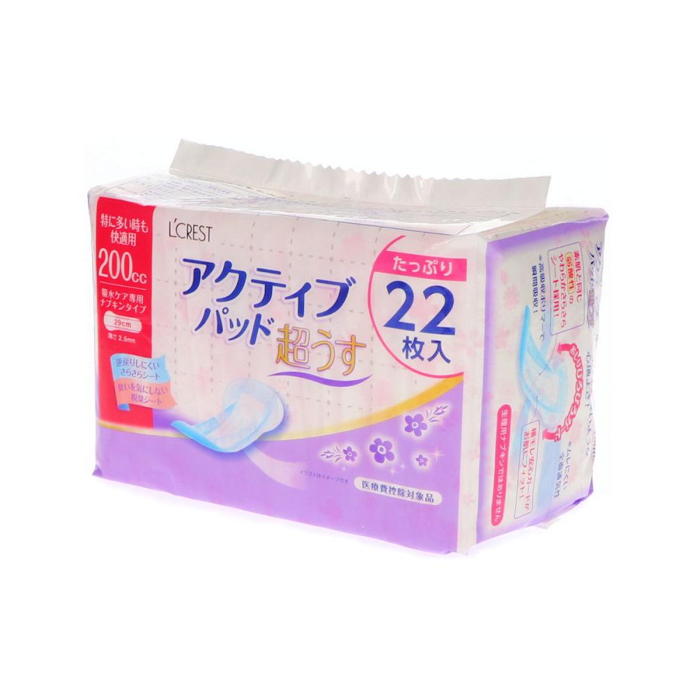 Ｌ’ＣＲＥＳＴ（ルクレスト）　超うすアクティブパッド　特に多い時快適　２９cm　２００ｃｃ　２２枚