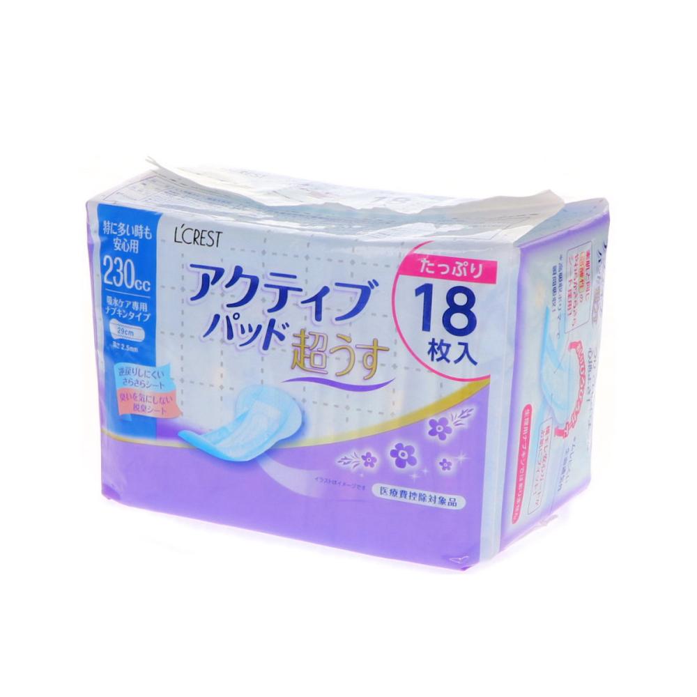 Ｌ’ＣＲＥＳＴ（ルクレスト）　超うすアクティブパッド　特に多い時安心　２９cm　２３０ｃｃ　１８枚