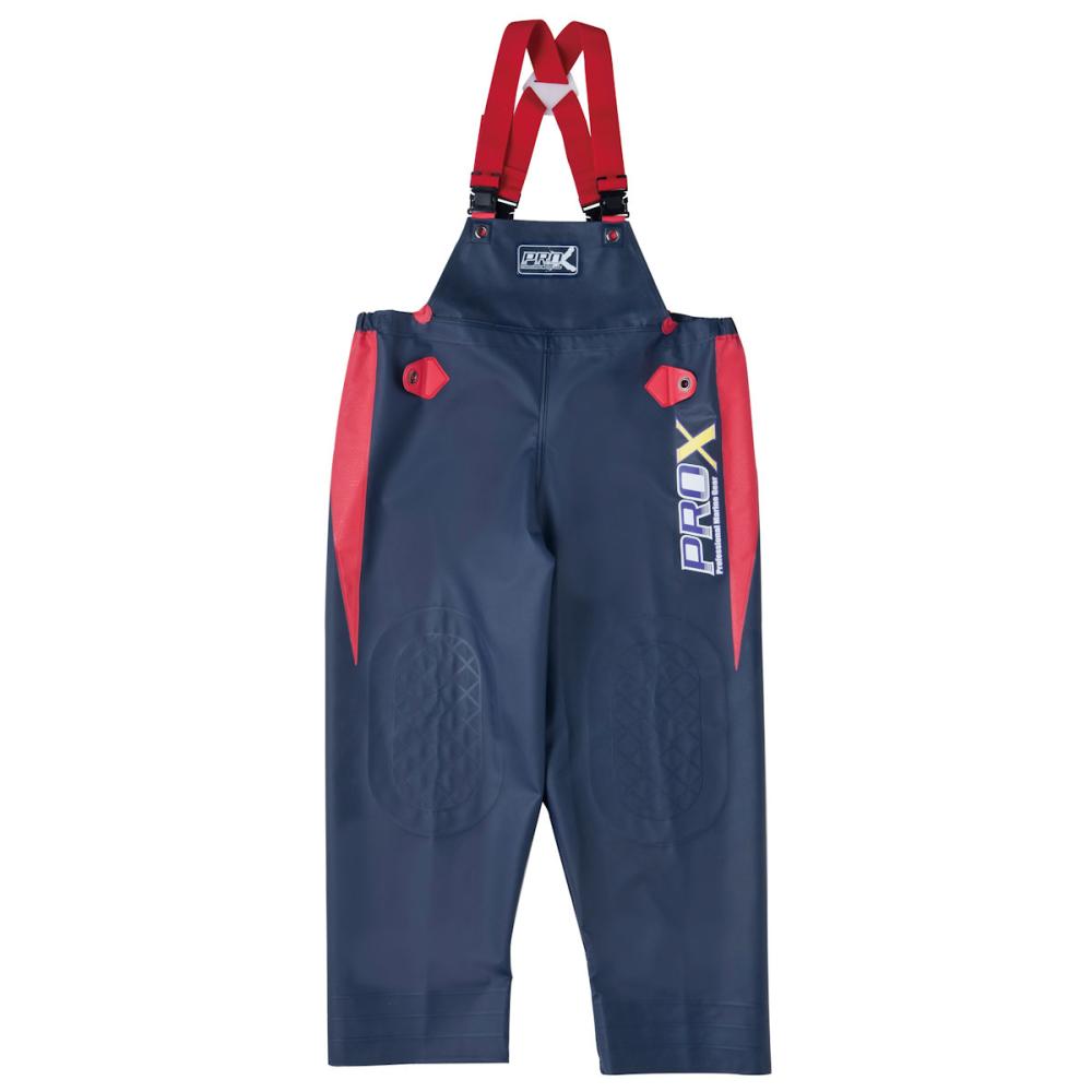 弘進ゴム　水産合羽　プロエックスアルファ　胸付ズボン　ネイビー／レッド　Ｍ