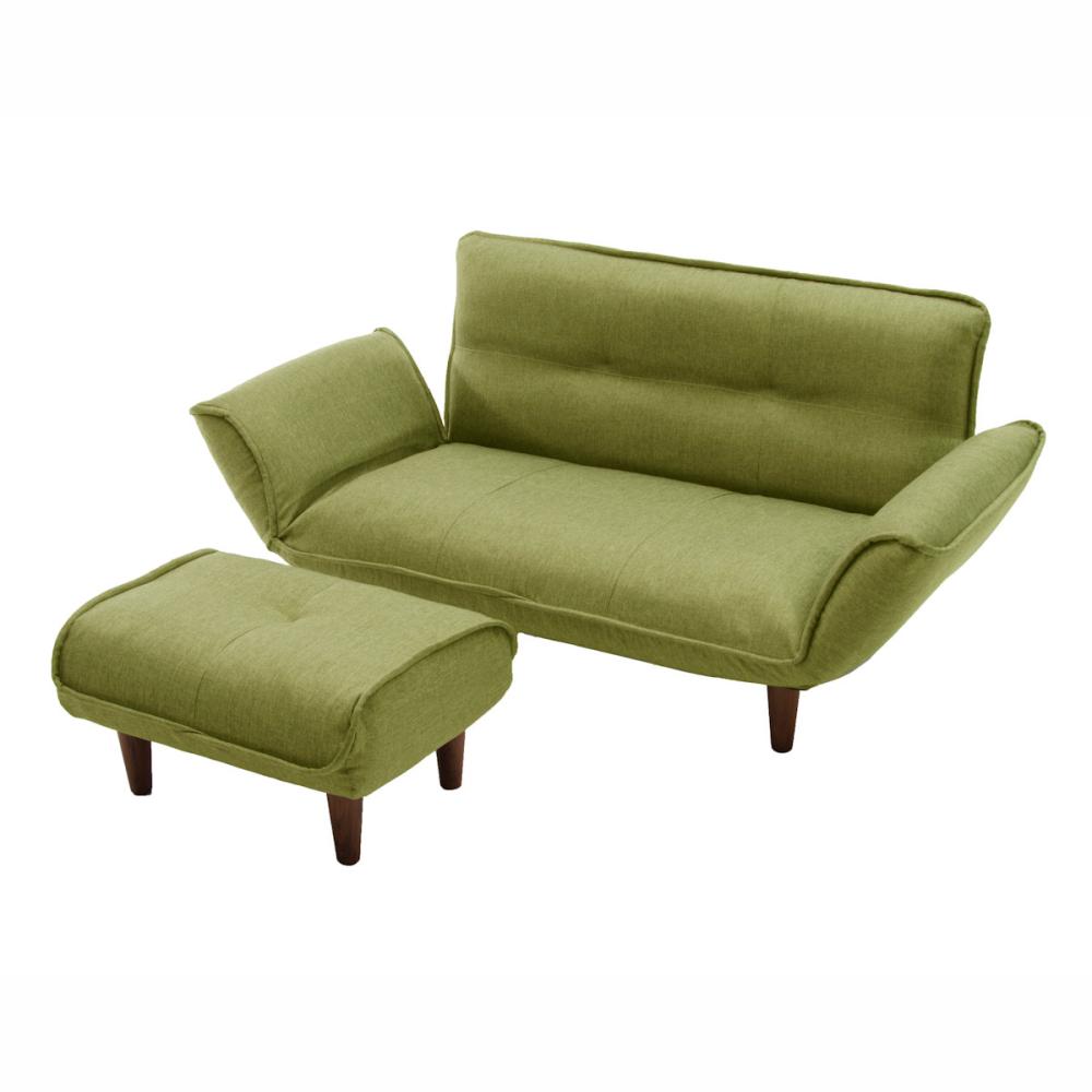 セルタン　２人掛けカウチソファ・オットマンセット　タスクグリーン