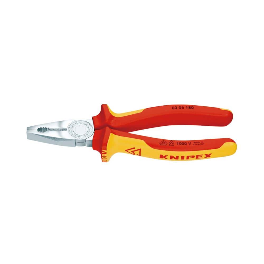 ＫＮＩＰＥＸ（クニペックス）　１０００Ｖ　絶縁ペンチ　１８０ｍｍ　０３０６－１８０