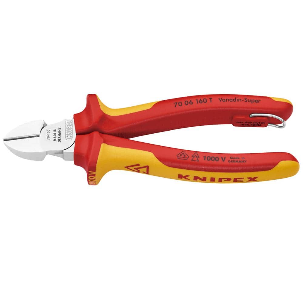 ＫＮＩＰＥＸ　１０００Ｖ　落下防止付　絶縁斜ニッパー　１６０ｍｍ　７００６－１６０ＴＢＫ