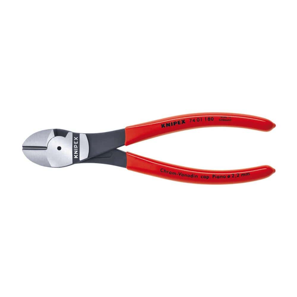 ＫＮＩＰＥＸ　強力型斜ニッパー（硬線用）１８０ｍｍプラスチックコーティングハンドル　７４０１－１８０