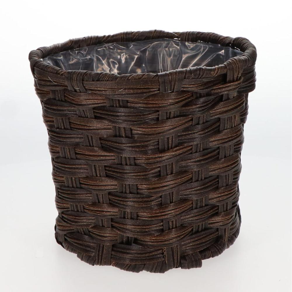 ラタン風鉢カバー　ダークブラウン　６号