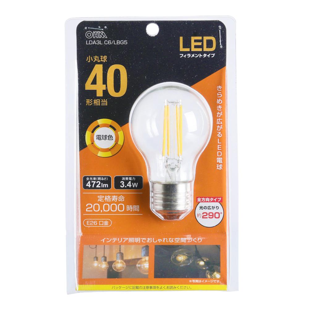 オーム電機　ＬＥＤ小丸球　３Ｗ　Ｅ２６　電球色