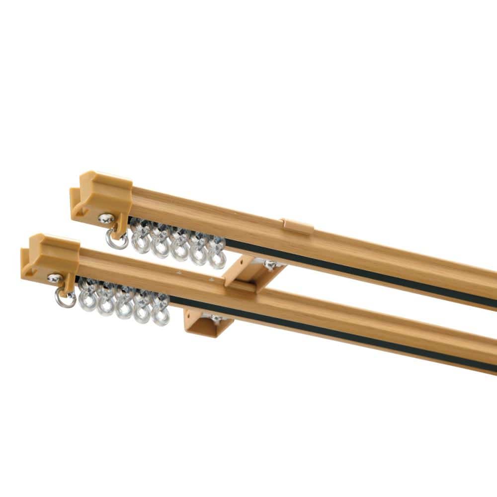 アテーナライフ　静音性　角型カーテンレール　伸縮２ｍ　ダブル　ミディアムウッド