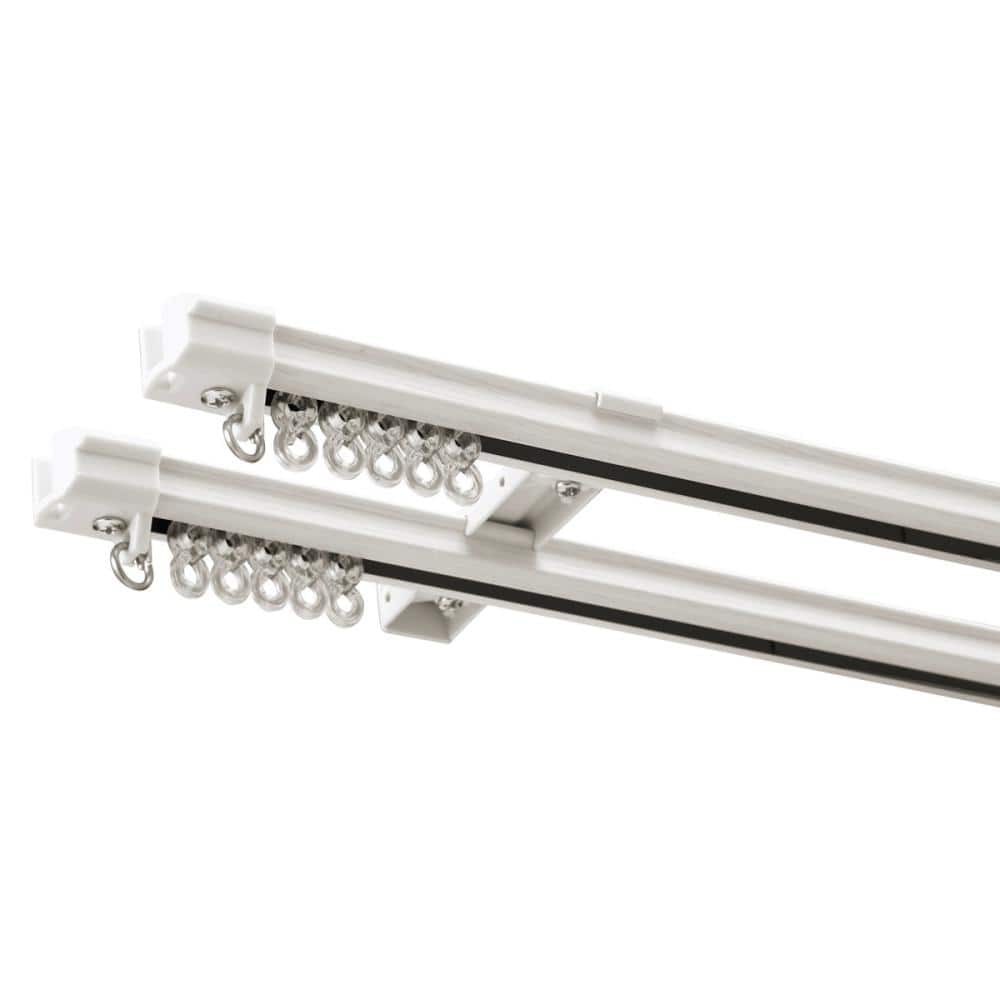 アテーナライフ　静音性　角型カーテンレール　伸縮４ｍ　ダブル　ホワイトウッド