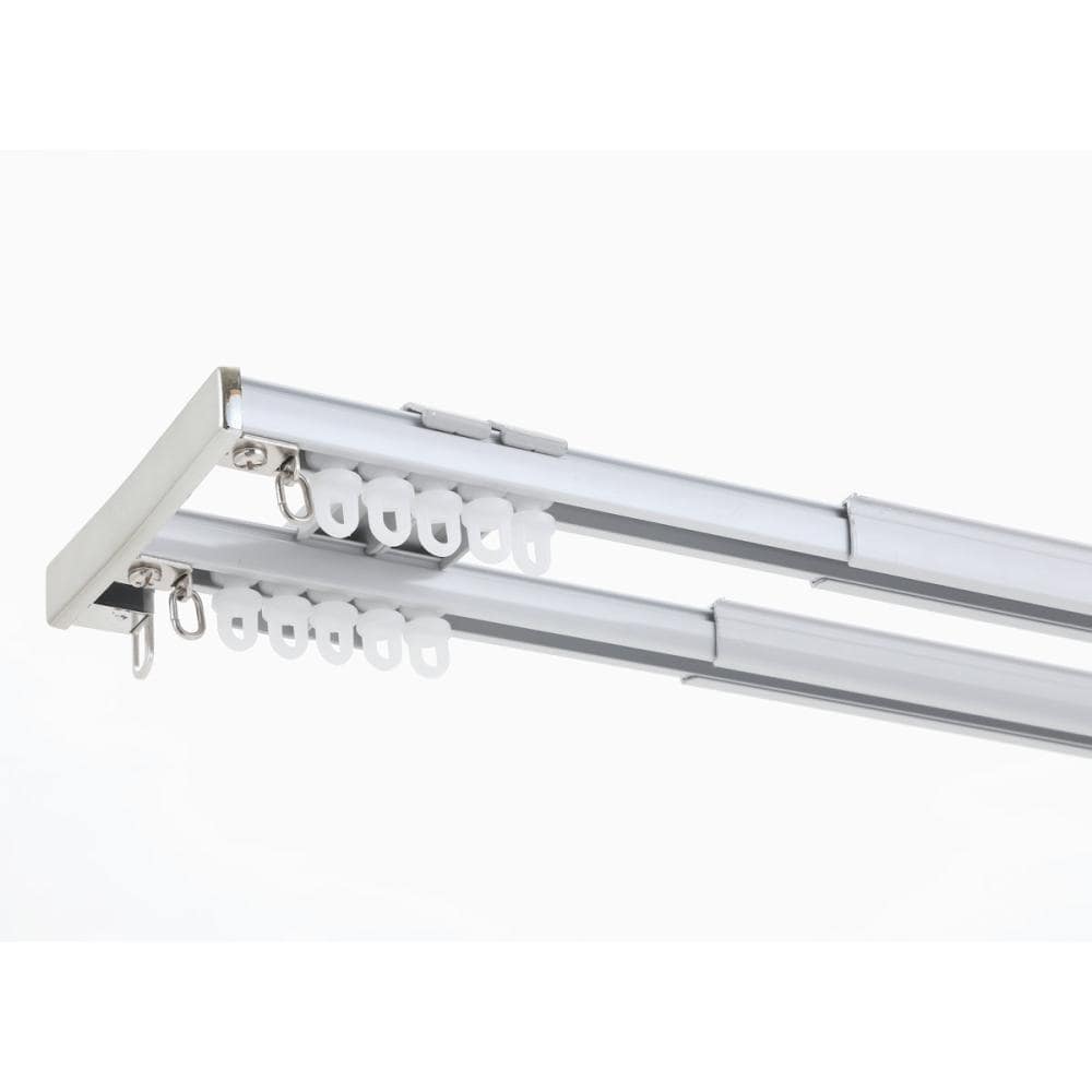 超静音カーテンレール　ミュート　伸縮２ｍ　ダブル　シルバー