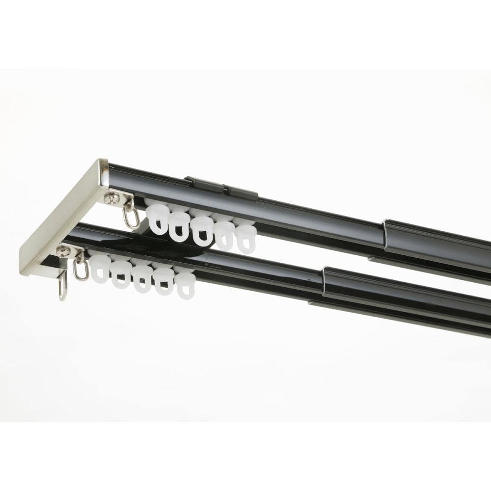 超静音カーテンレール　ミュート　伸縮２ｍ　ダブル　ブラック