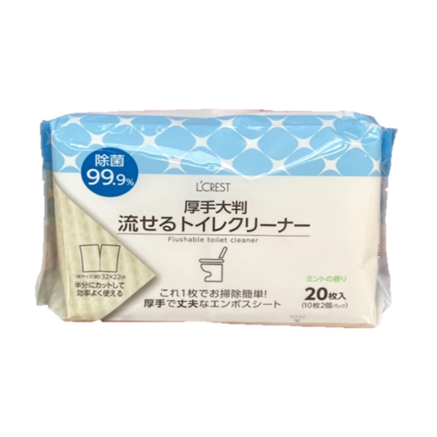 Ｌ’ＣＲＥＳＴ（ルクレスト）　厚手大判　流せるトイレクリーナー　１０枚２個パック