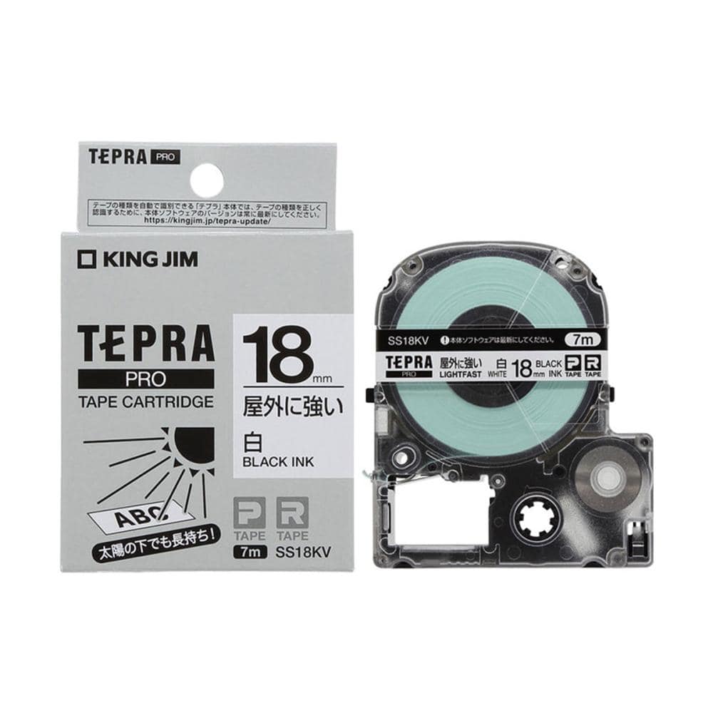 テプラテープ１８ｍｍ　屋外に強い　白　ＳＳ１８ＫＶ