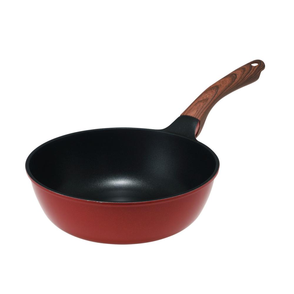 アテーナライフ　ガス火専用　超軽量・超耐久コート極深フライパン　２４ｃｍ