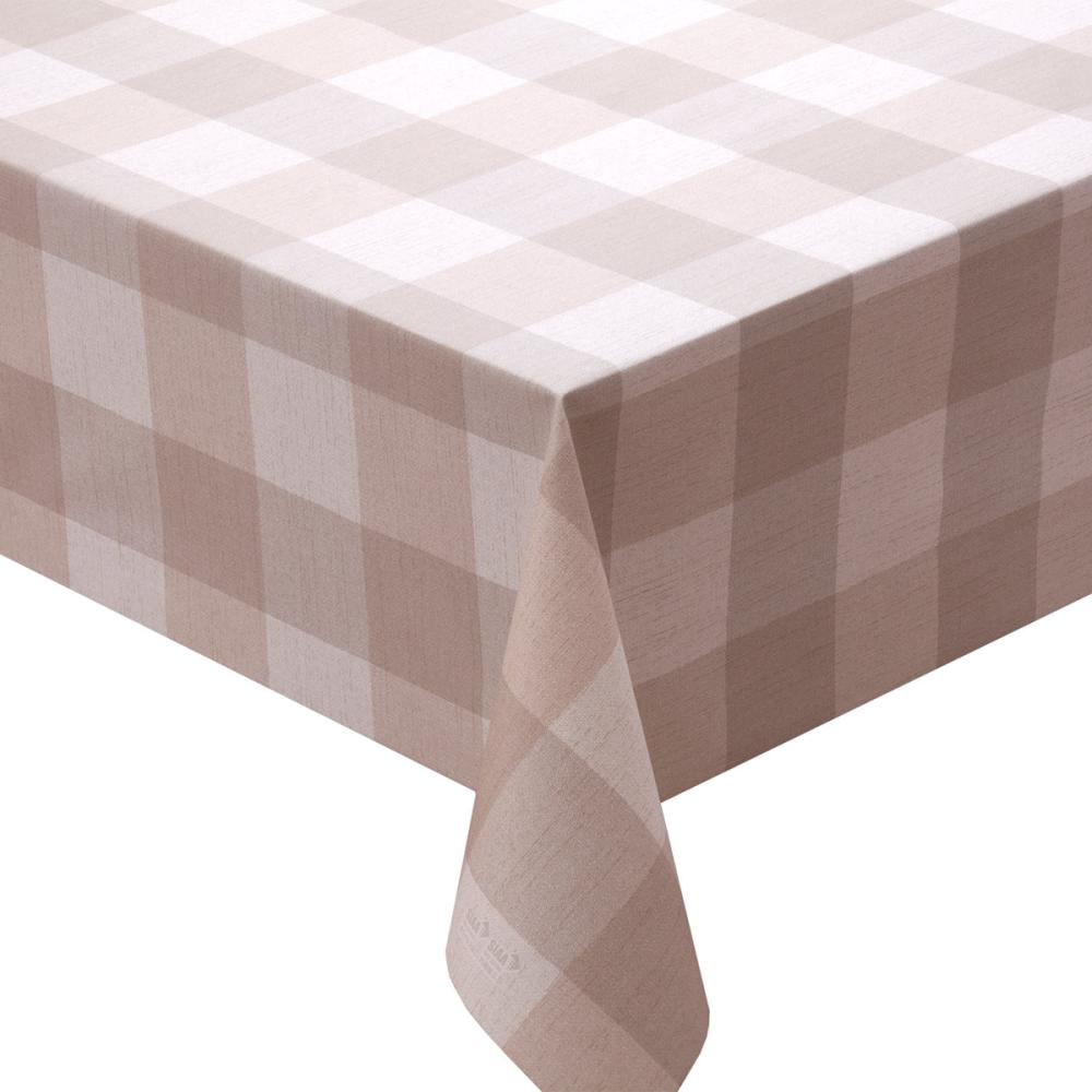 明和グラビア　抗ウィルス・抗菌テーブルクロス　ツートンチェック　ベージュ　ＮＦＶ－４０２