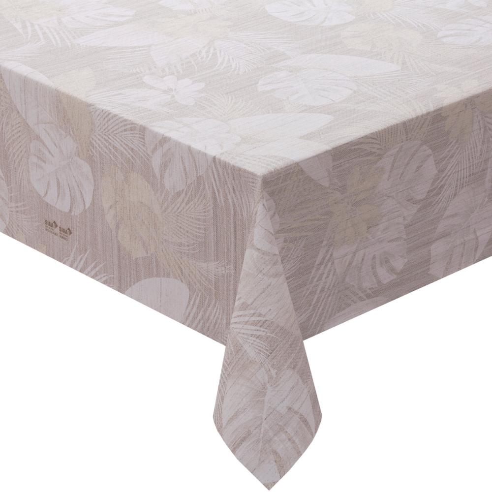 明和グラビア　抗ウィルス・抗菌テーブルクロス　南国　ライトブラウン　ＮＴＣＶ－４０１