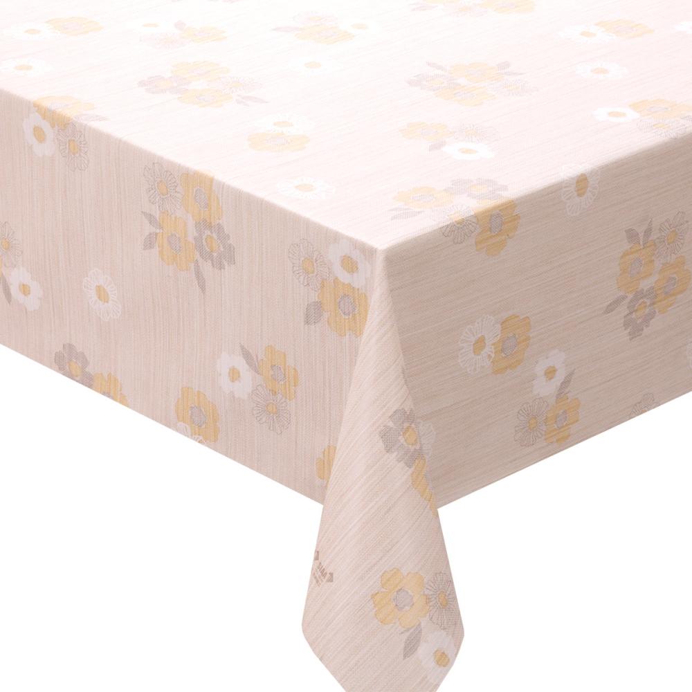 明和グラビア　抗ウィルス・抗菌テーブルクロス　北欧花モチーフ　イエロー　ＮＴＣＶ－４０３