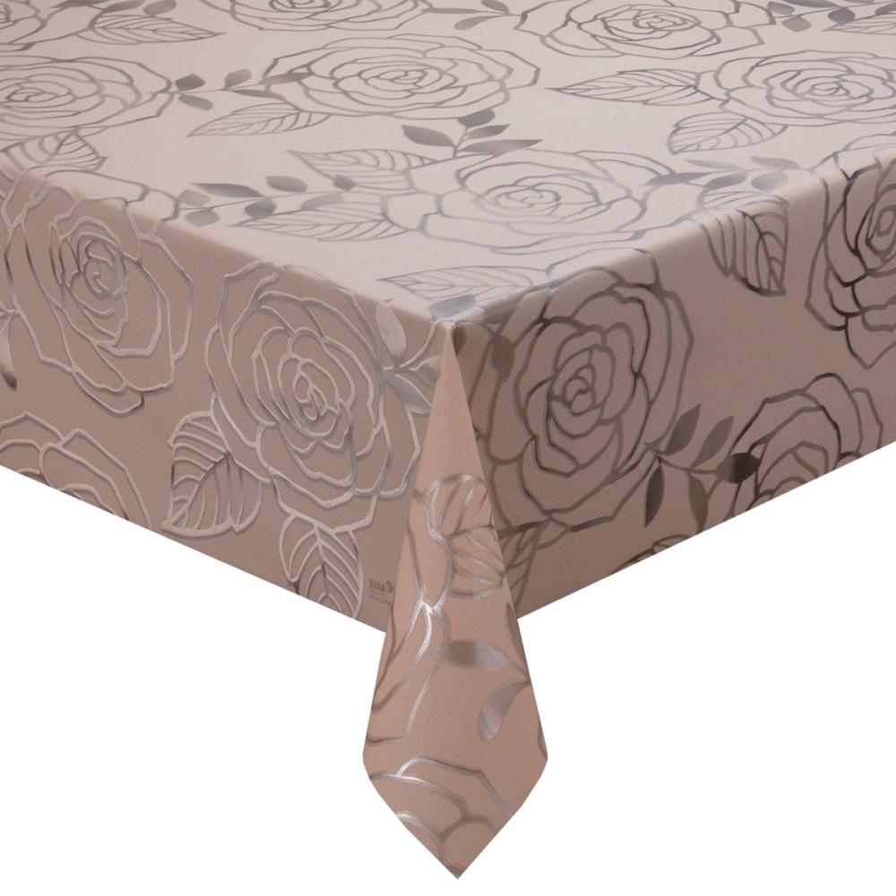 明和グラビア　抗ウィルス・抗菌テーブルクロス　バラ　ブラウン　ＶＰＬ－５００