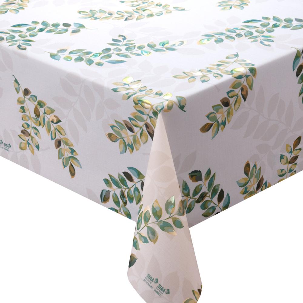 明和グラビア　抗ウィルス・抗菌テーブルクロス　ボタニカルリーフ　グリーン　ＶＰＬ－５０１