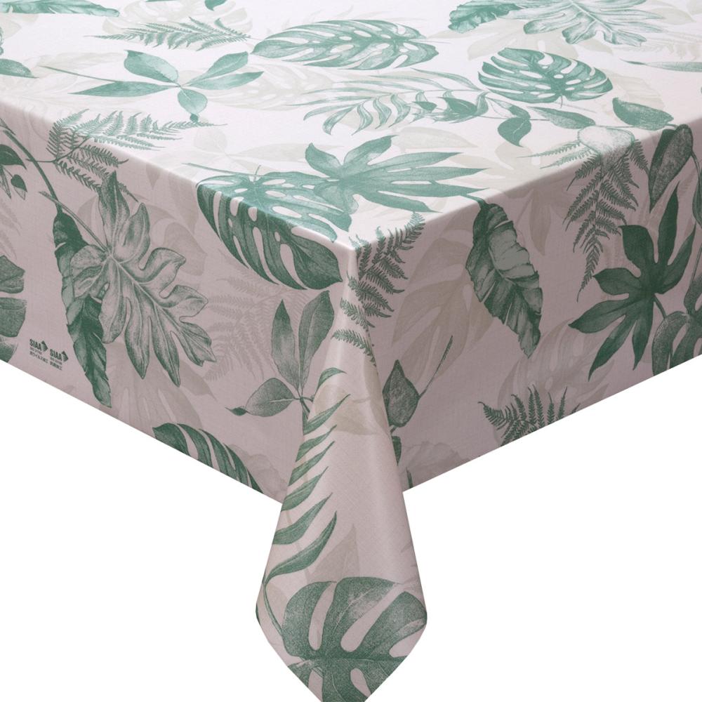 明和グラビア　抗ウィルス・抗菌テーブルクロス　南国植物　グリーン　ＦＲＶ－８０１